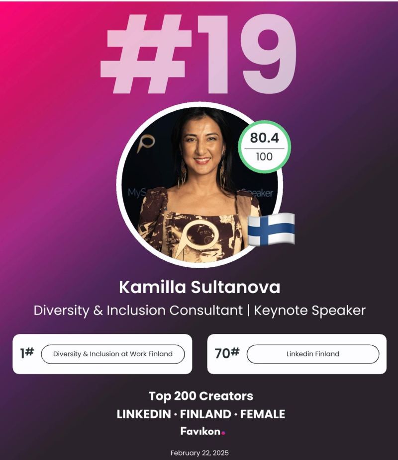 Kamilla Sultanova listed among LinkedIn Top 50 equity-focused content creators in Finland